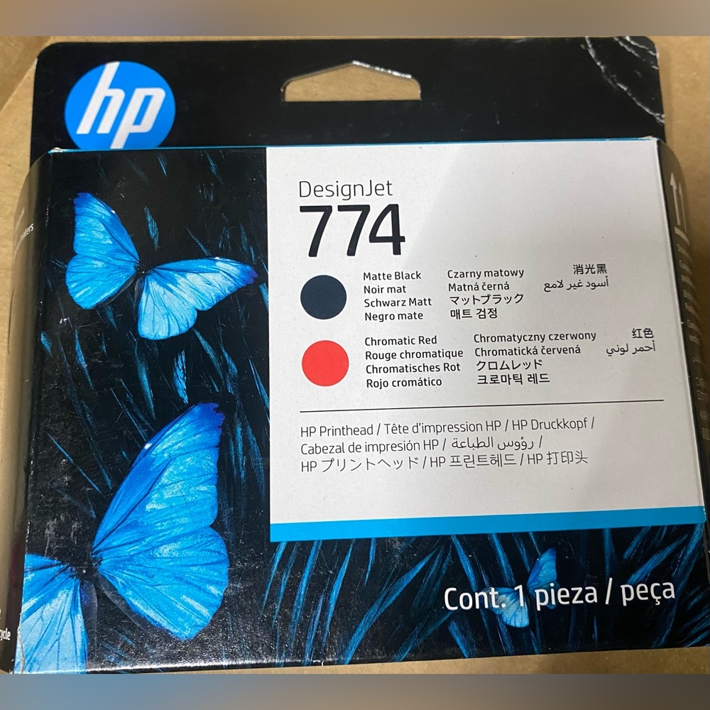Brand new HP 774 Matte Black/Chromatic Red DesignJet Printhead P2V97A